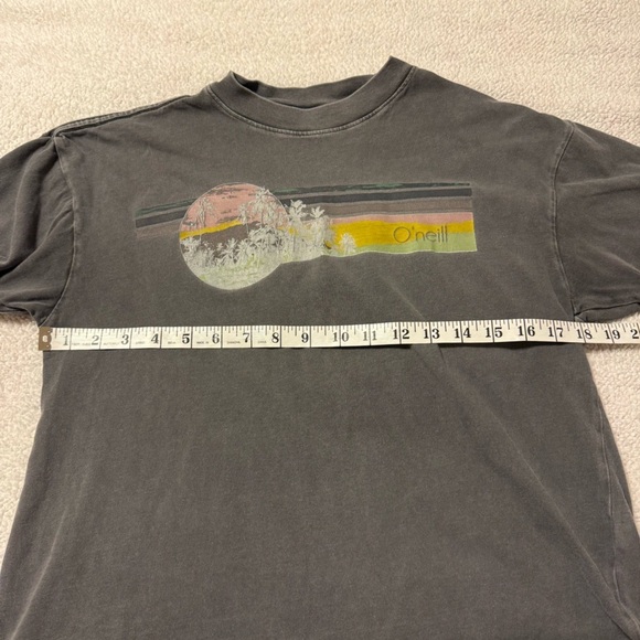 O'Neill Charcoal Gray Sunset Palm Graphic Cropped Tee Shirt Surf Beach - Picture 4 of 9
